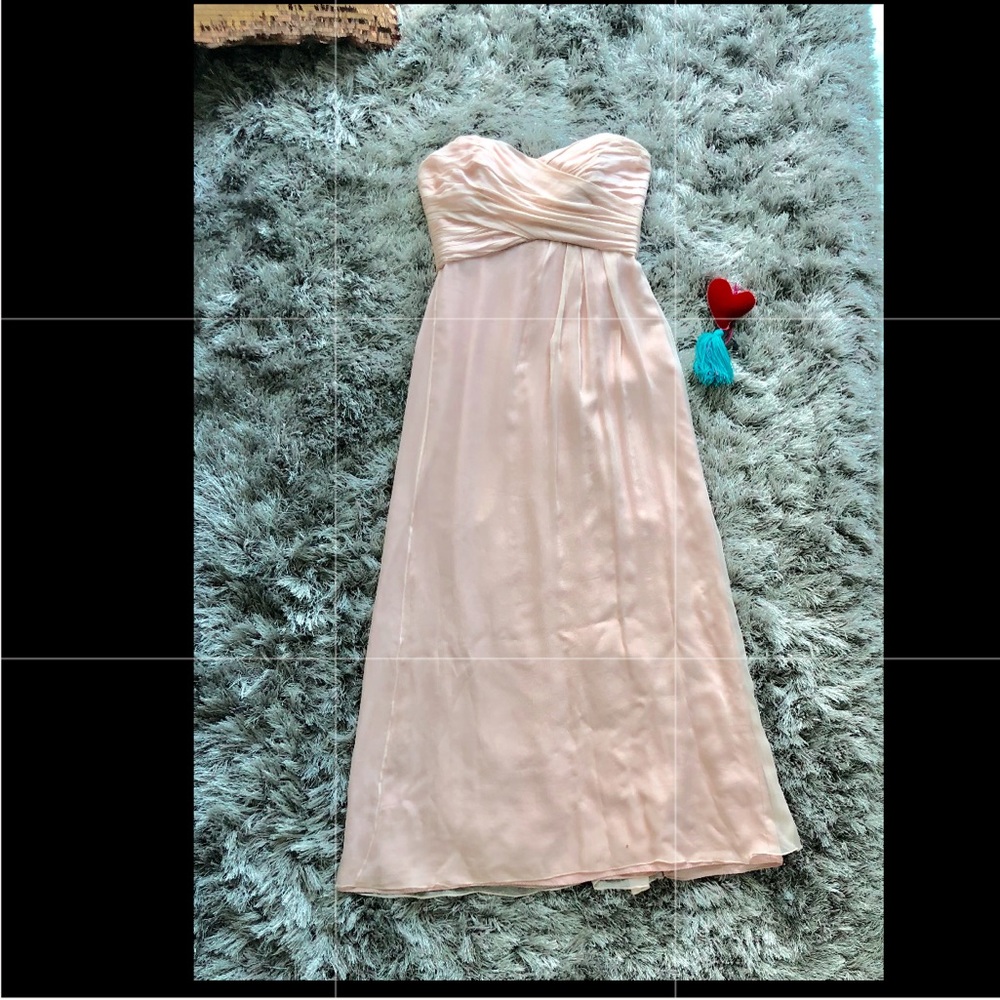 🧡Strapless Silk Pink Dress